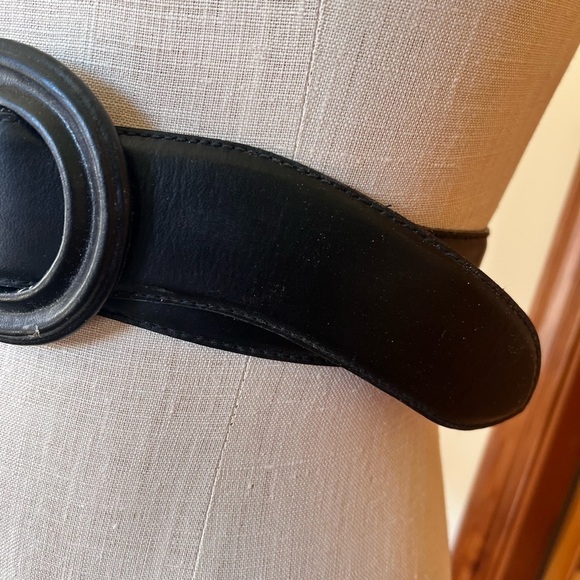 Worthington Vintage Wide Black Leather Belt Retro Statement - Picture 6 of 10